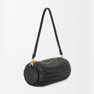 Loewe Bracelet Pouch Black Pleated Nappa Lambskin Shoulder Bag NWT